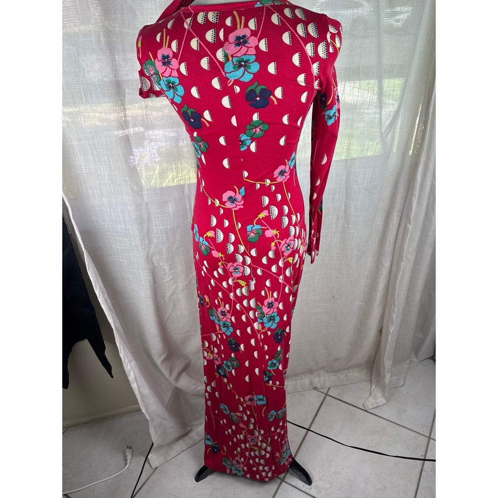 Vintage St Gillian Kay Unger Pink Floral Maxi Dress ILGWU 70s Long Sleeve Size 6 - Picture 5 of 12